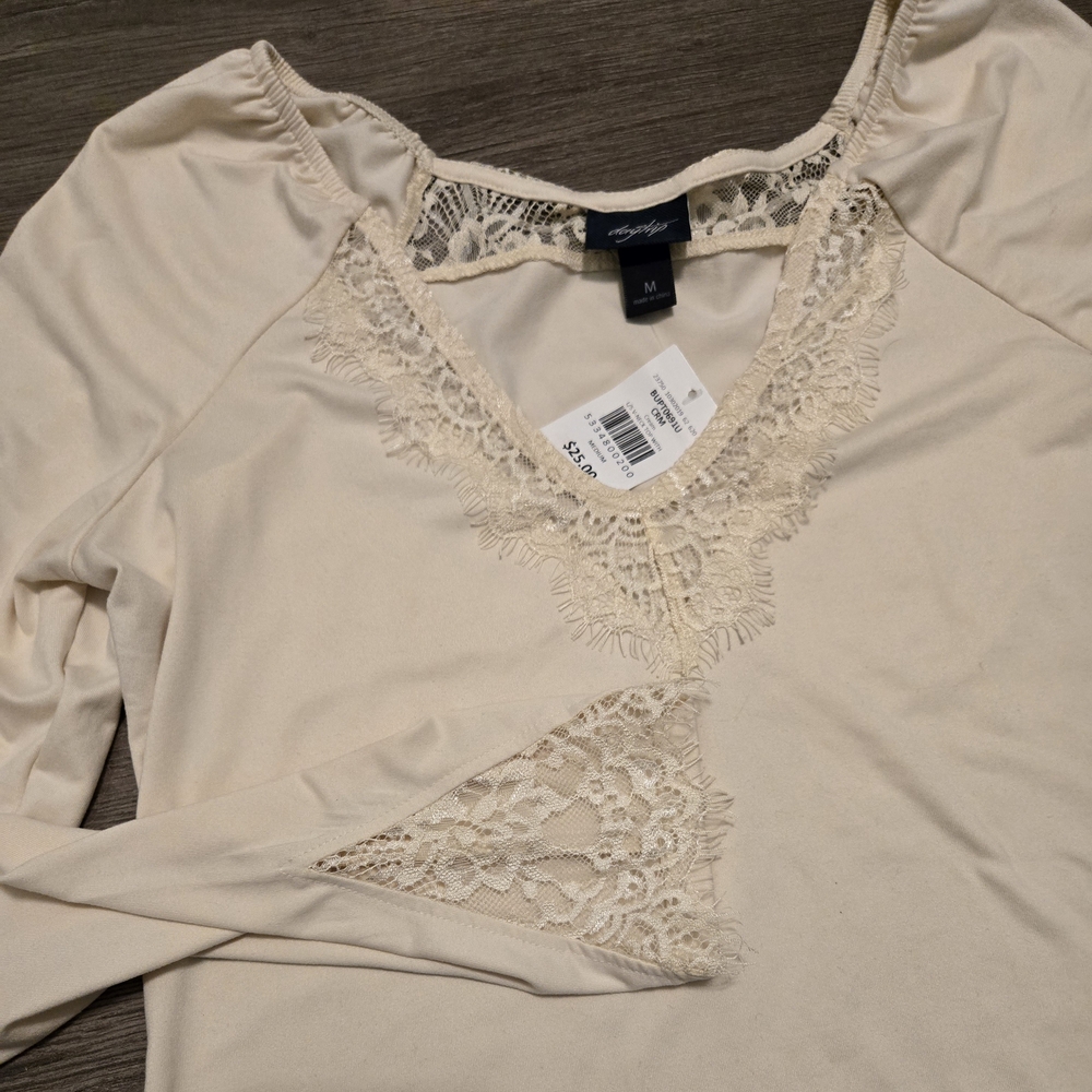 Cream Lace Detail Top